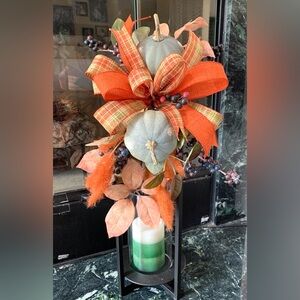 HAND CRAFTED Pumpkin Berry Swag Lantern Topper Indoor Decoration